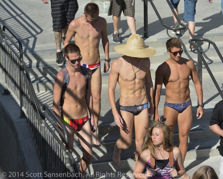 Sizzling Speedos: Dripping Wet & Ripped at the Deep End!